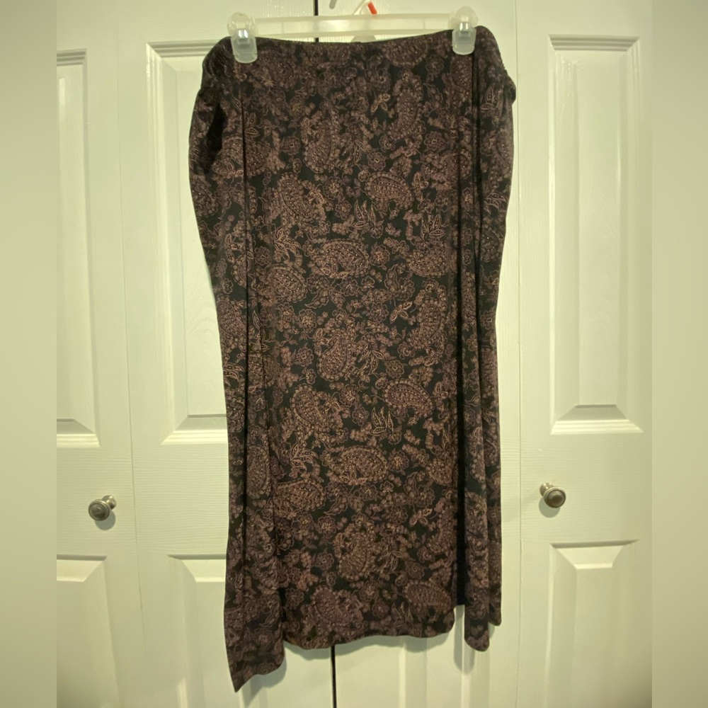 Studio 1940 Black and purple Maxi Skirt with side slits. Approx 34”long